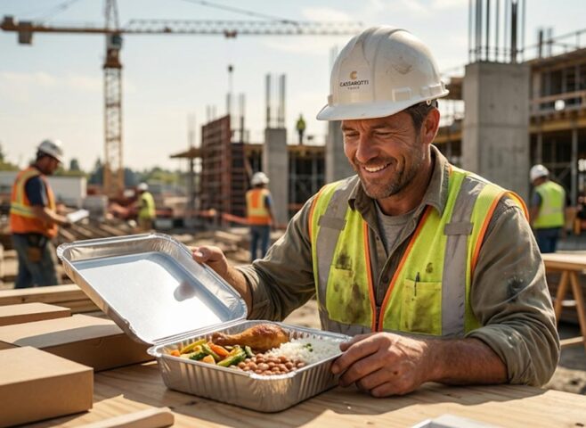 Alimentação coletiva no canteiro de obras