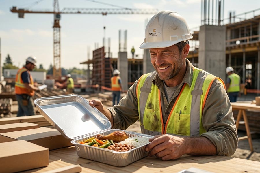 Alimentação coletiva no canteiro de obras